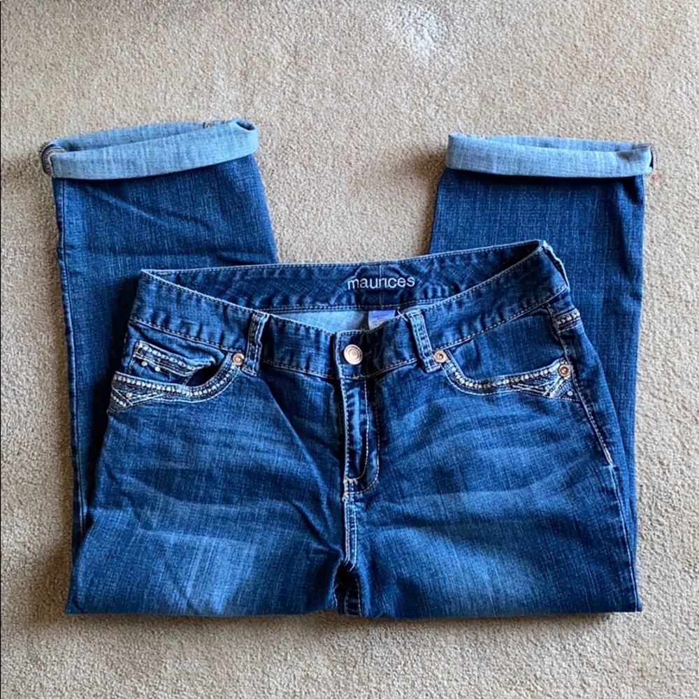 Maurice’s Embellished Pocket Cropped Jeans Sz 9/10